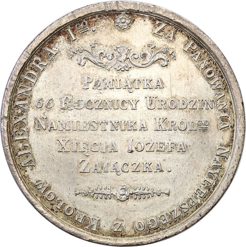 Polska, XIX wiek, Medal na pamiątkę 66 rocznicy urodzin księcia Józefa Zajączka 1819, Cyna